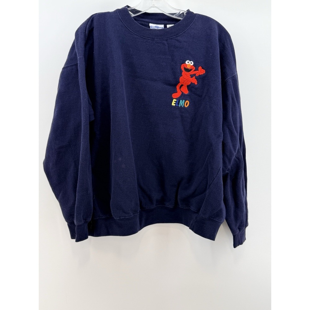 Vintage Sesame Street Elmo Sweatshirt XL Navy Blue 90s Y2K